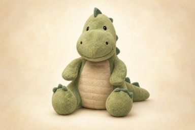 Illustrated plush dinosaur