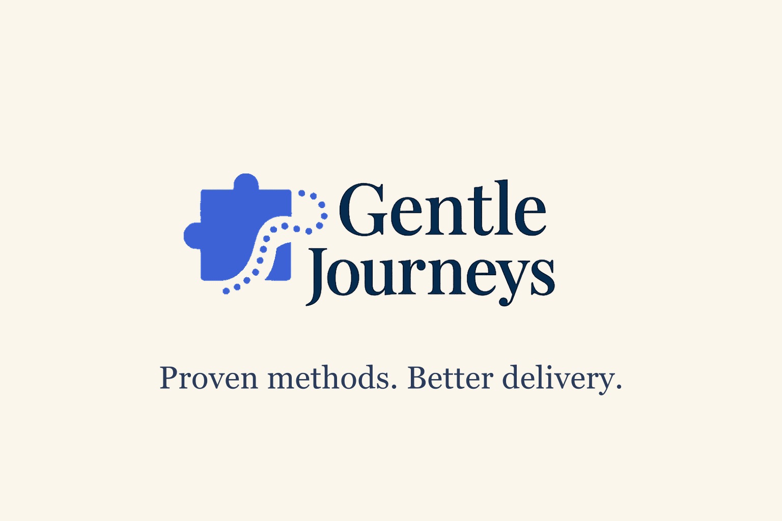 Gentle Journeys logo with tagline: Proven methods. Better delivery.