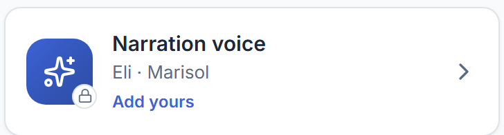 Narration voice set on a profile