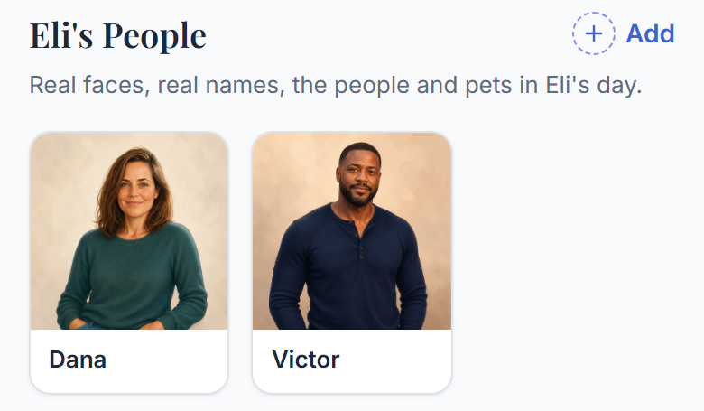 Two supporting people, illustrated